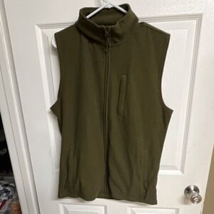 Mountain Khakis Olive Mid-Length Men's Vest Full Zip Stand-Up Collar Size M